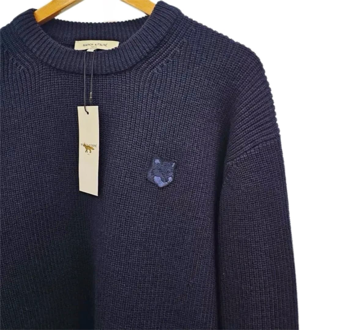 🦊[정품/새상품]메종키츠네 폭스 패치 네이비 와플 니트🦊 상품이미지1