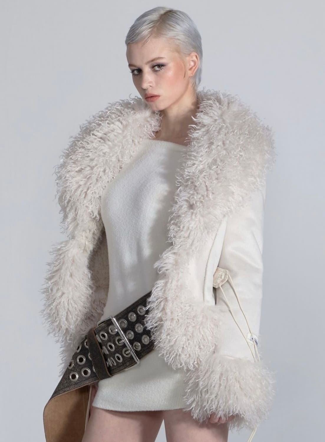 스컬프터 Beaded Faux Fur Robe Dirty White S 상품이미지3