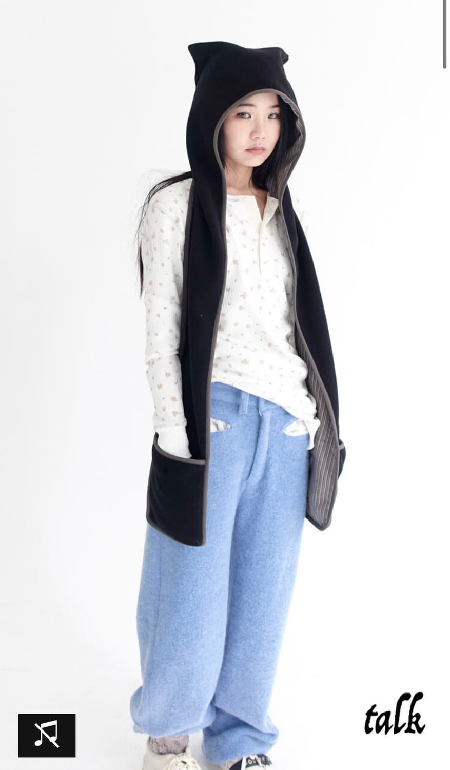 샵페어리 faerie 플리스 이어 후드 머플러 블랙 상품이미지3