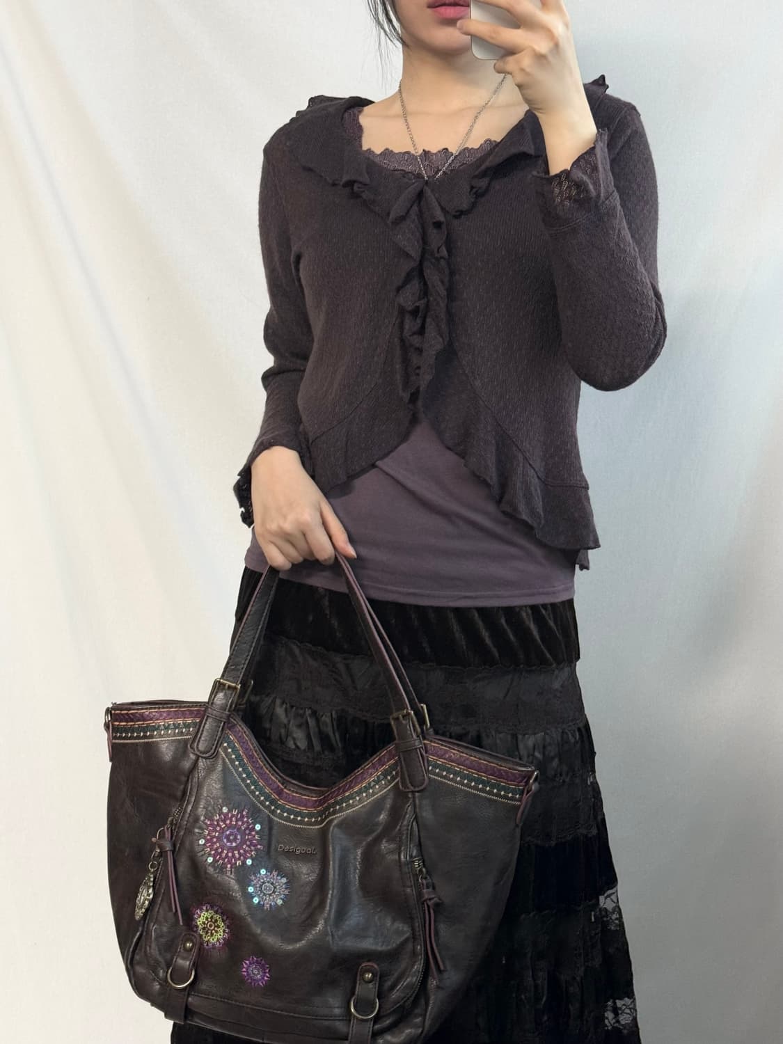 로사체리 러플 디테일 가디건 슬리브리스 2pcs SET 상품이미지2