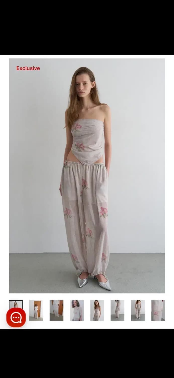 오버듀플레어 VINTAGE ROSE CHIFFON SHIRT&PANTS  상품이미지4