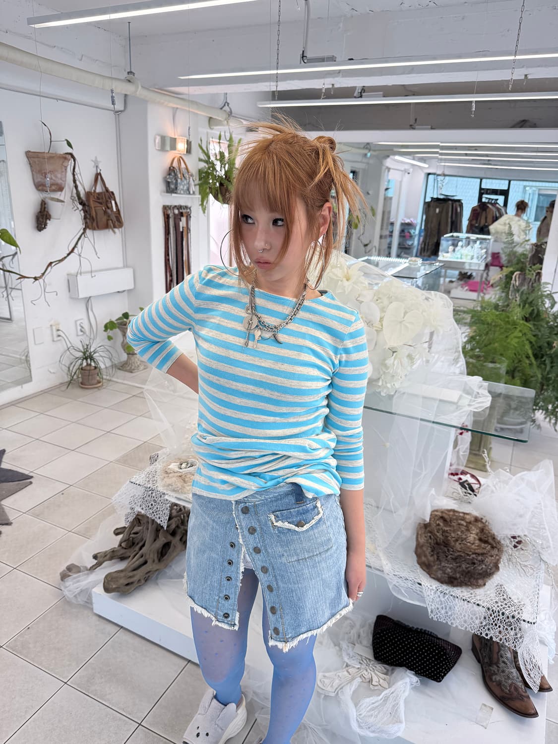 denim wrap skirt 상품이미지3