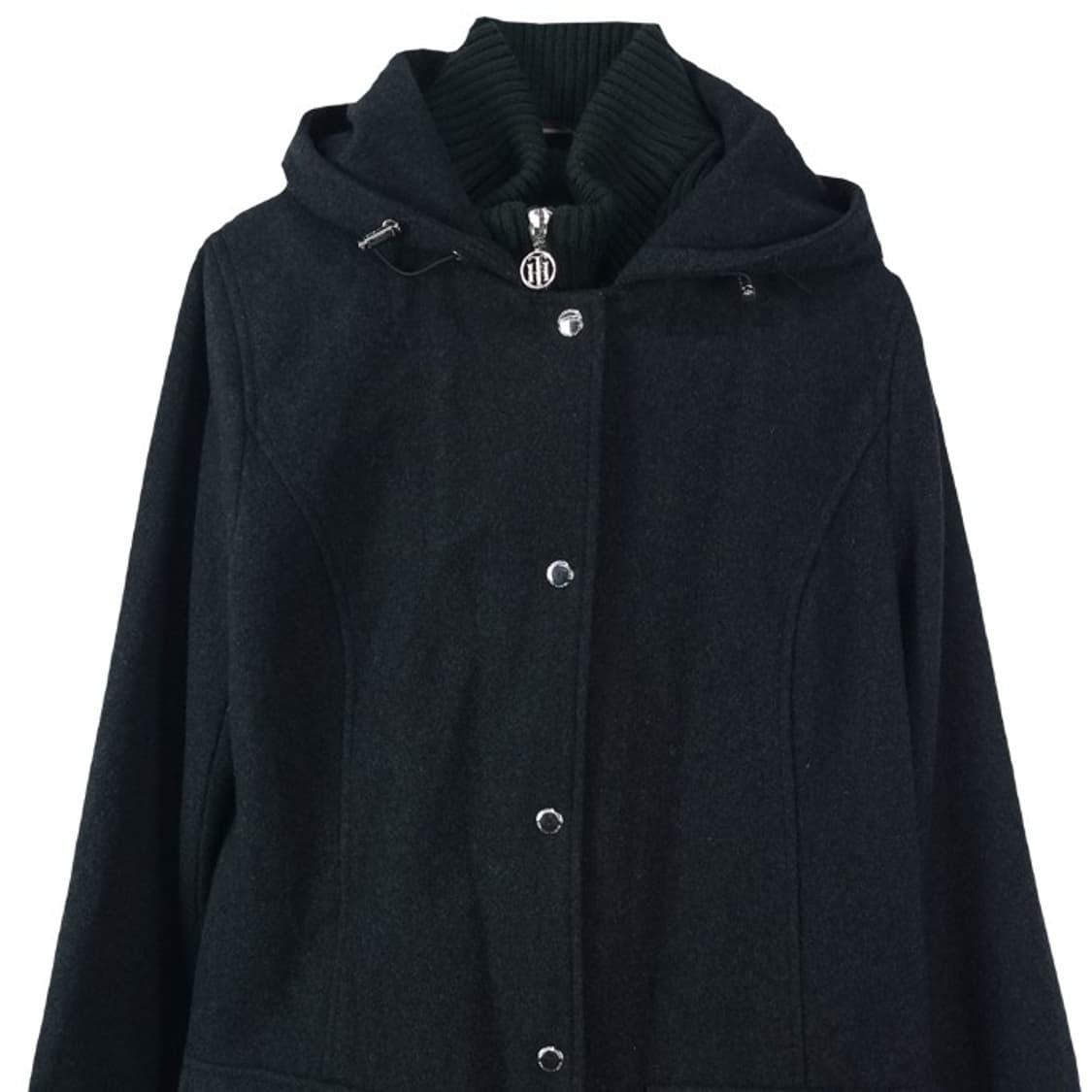 [타미힐피거] 집업 넥 레어이더 모직 후드 코트 챠콜 M18618 상품이미지4