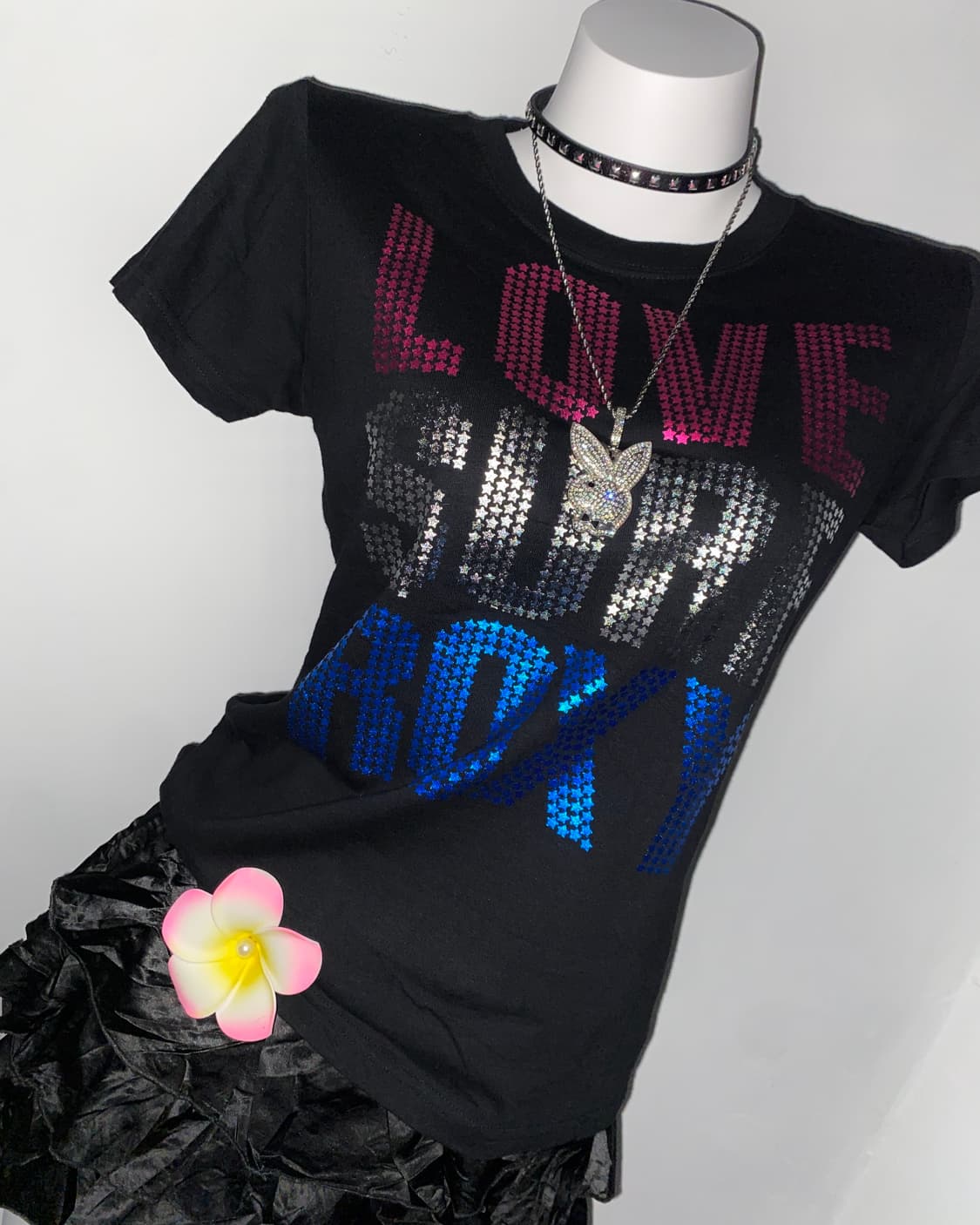 ROXY Hawaii Gyaru punk Glitter T-Shirt 상품이미지2