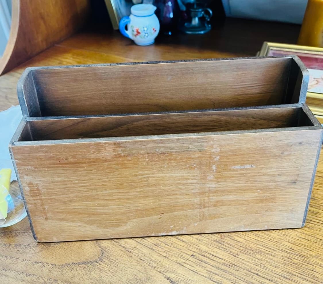 미국 빈티지 원목 정리함 2단 북엔드 책꽂이 인테리어 소품 상품이미지3