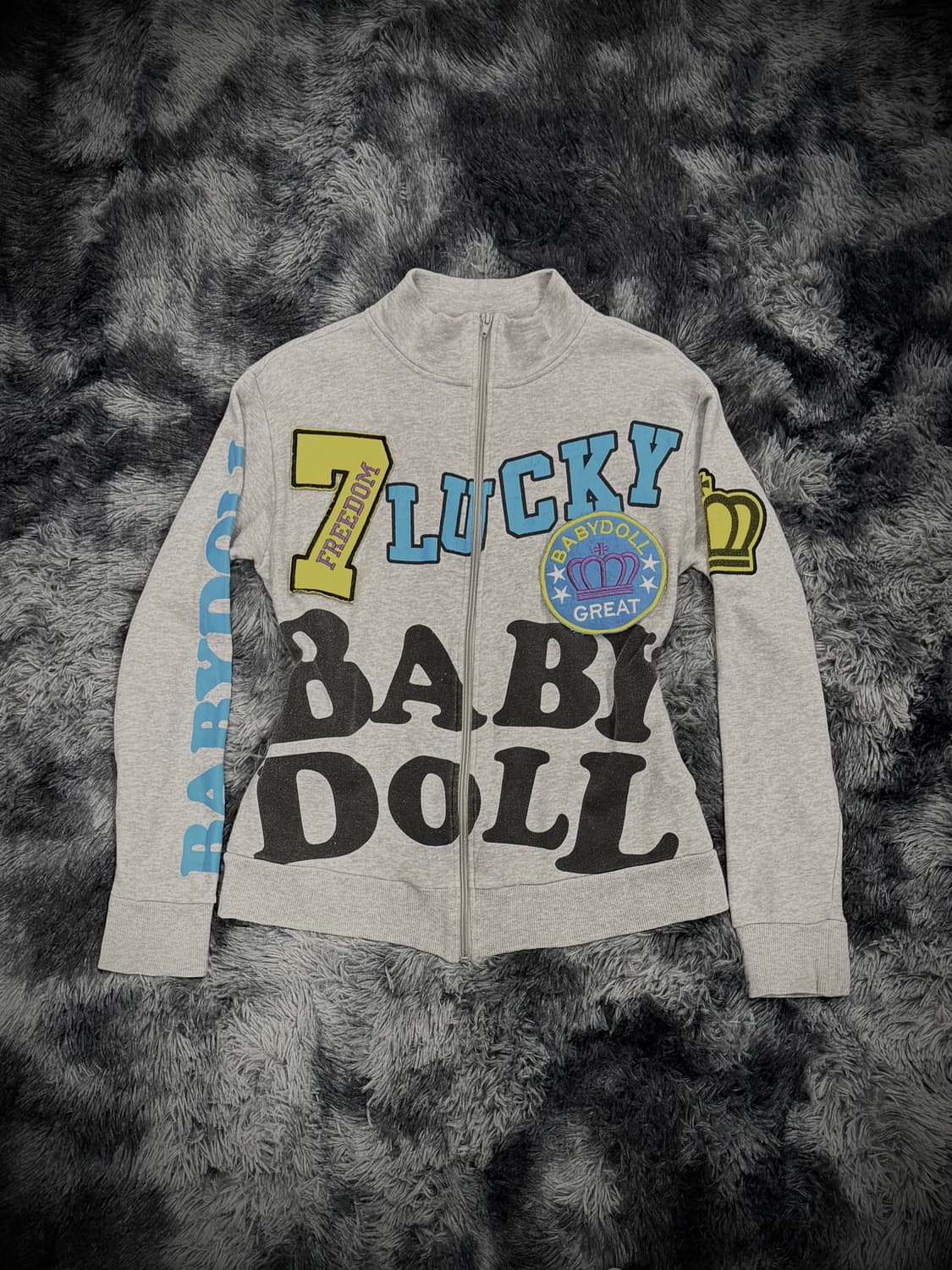 Baby Doll 빅로고 프린팅 그레이 스웻집업 상품이미지1