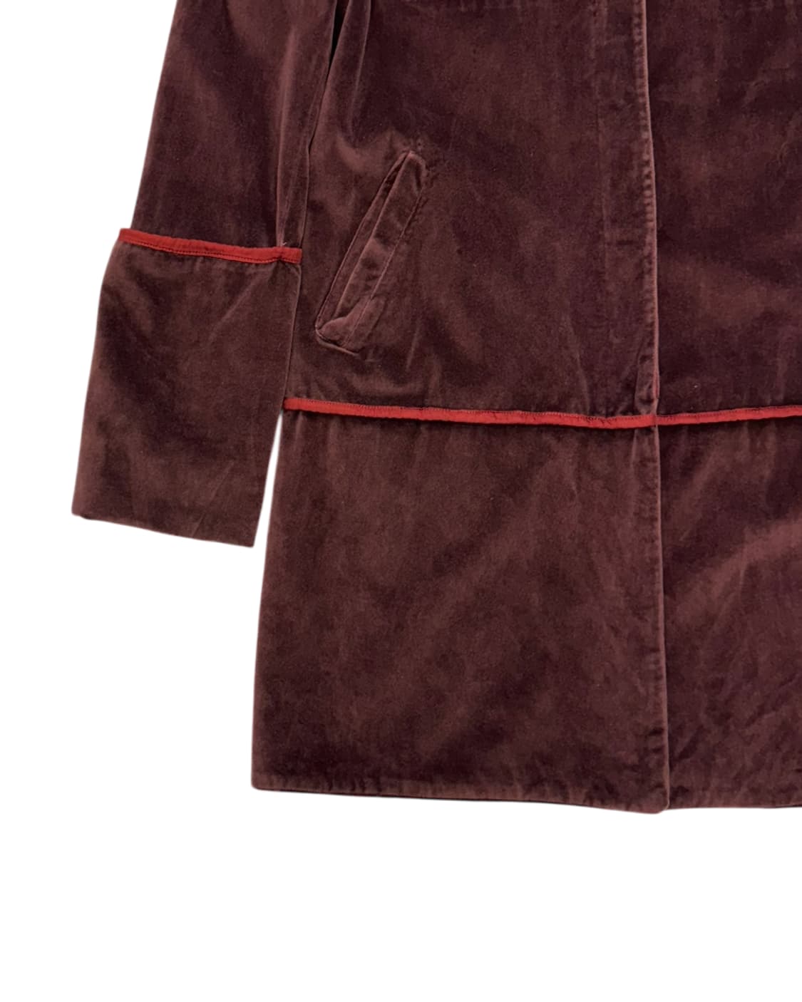 헬무트 랭 97AW 파이핑 디테일 버건디 벨벳 자켓 상품이미지6