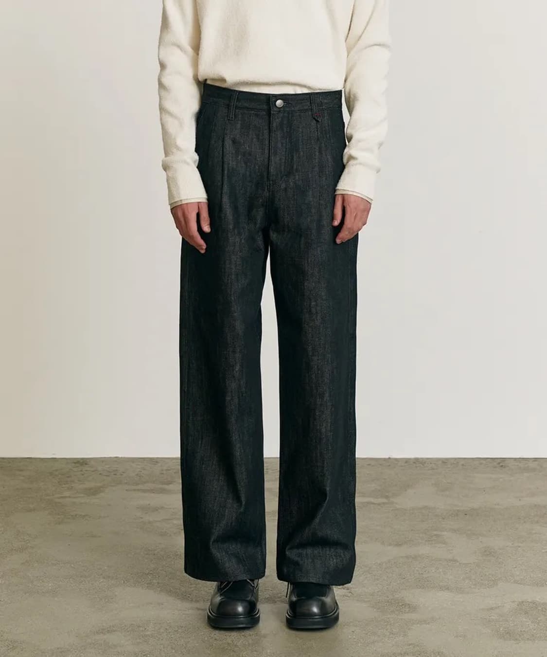 포트너스 투턱 와이드 블랙진 L Two Tuck Wide Black Je 상품이미지4