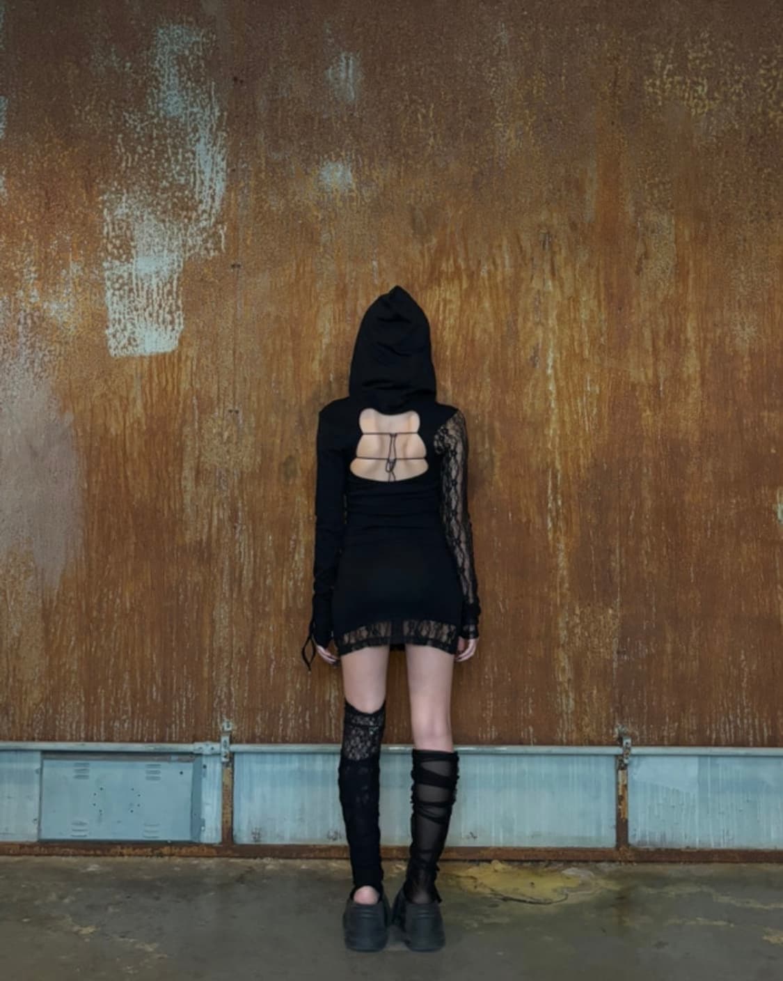 bnfrom 블랙 미니 드레스 FROM LACE HOOD OPS M 상품이미지4