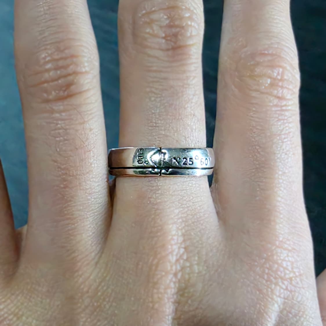 Latitude 실버 남자 엔틱 빈티지 기하학 지도 좌표 반지 상품이미지7