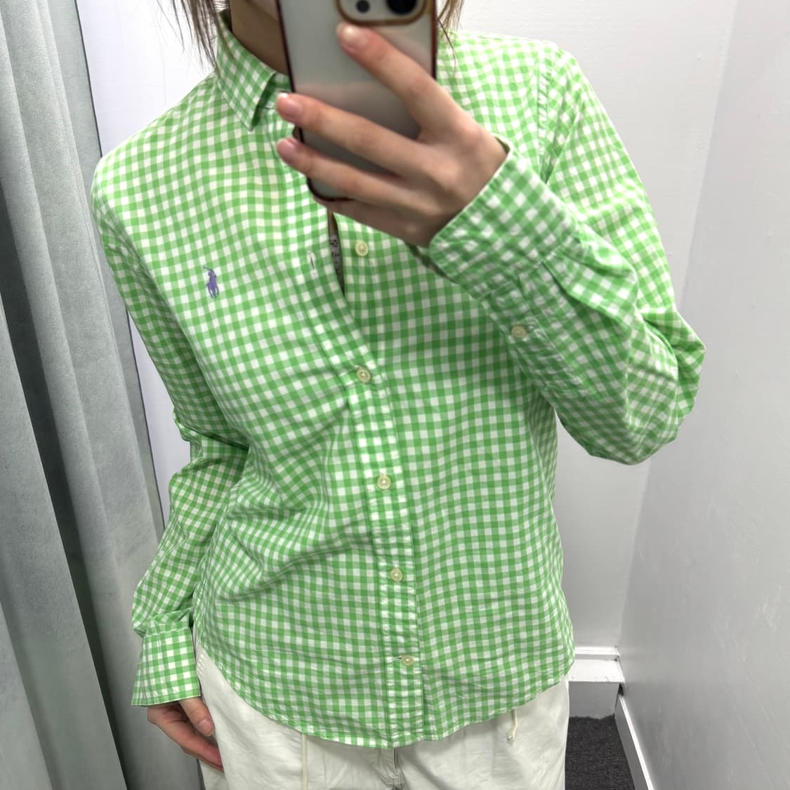 폴로 그린 체크 셔츠 상품이미지1