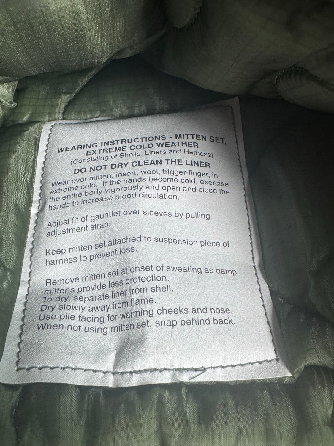 USA 미군 ACU 혹한기용 방한 장갑 벙어리/라이너 세트 상품  상품이미지5