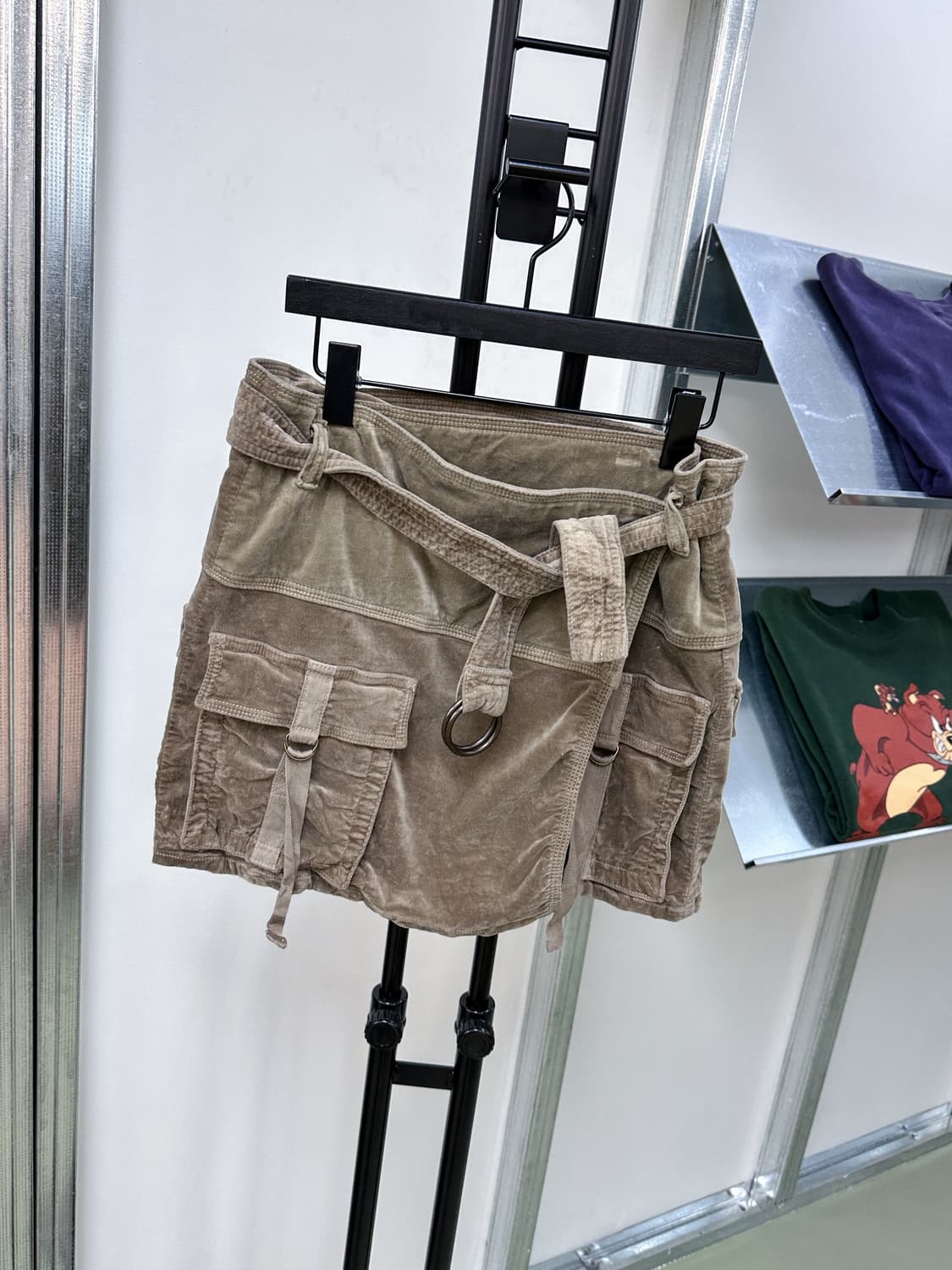 khaki velour pocket wrap skirt 상품이미지1