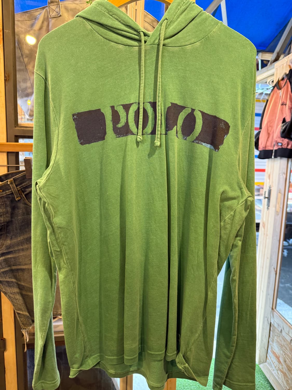 폴로 랄프로렌 센터로고 그린 후드티 상품이미지1