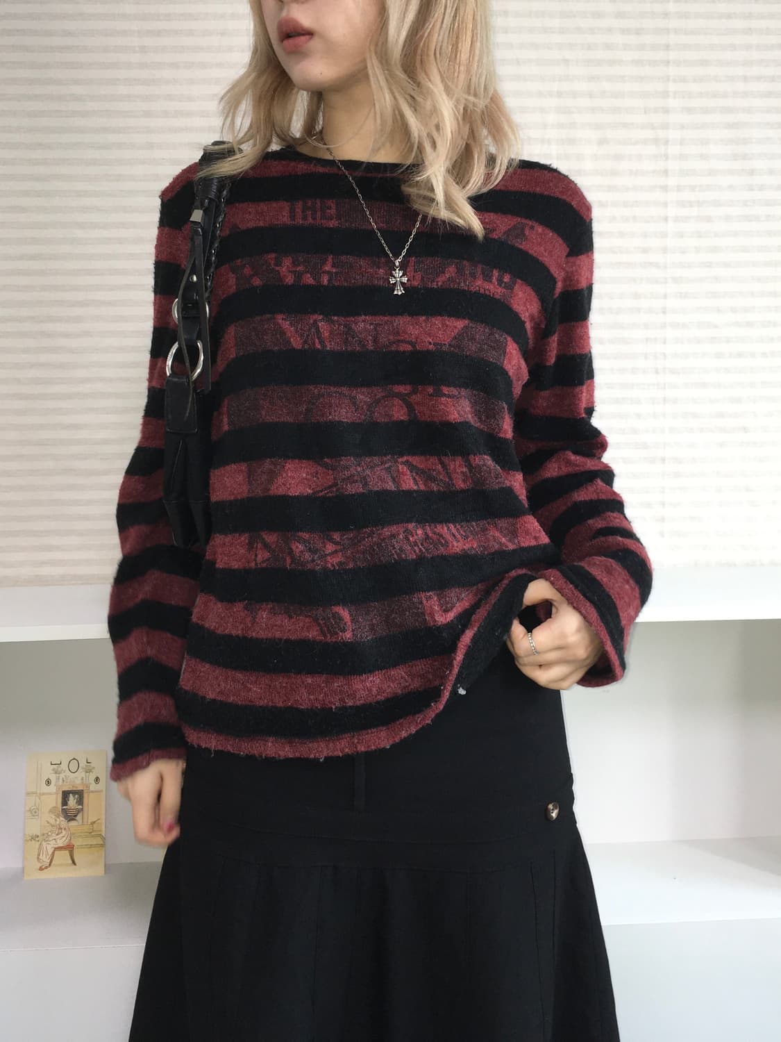 jpn vintage red bokashi stripe y2k knit 상품이미지1
