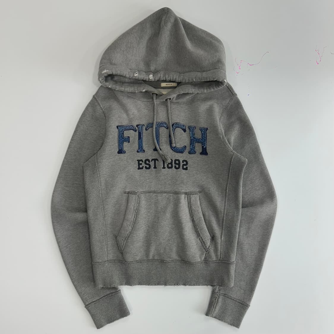 Abercrombie 아베크롬비 그런지 데님 로고 그레이 후드티  상품이미지3