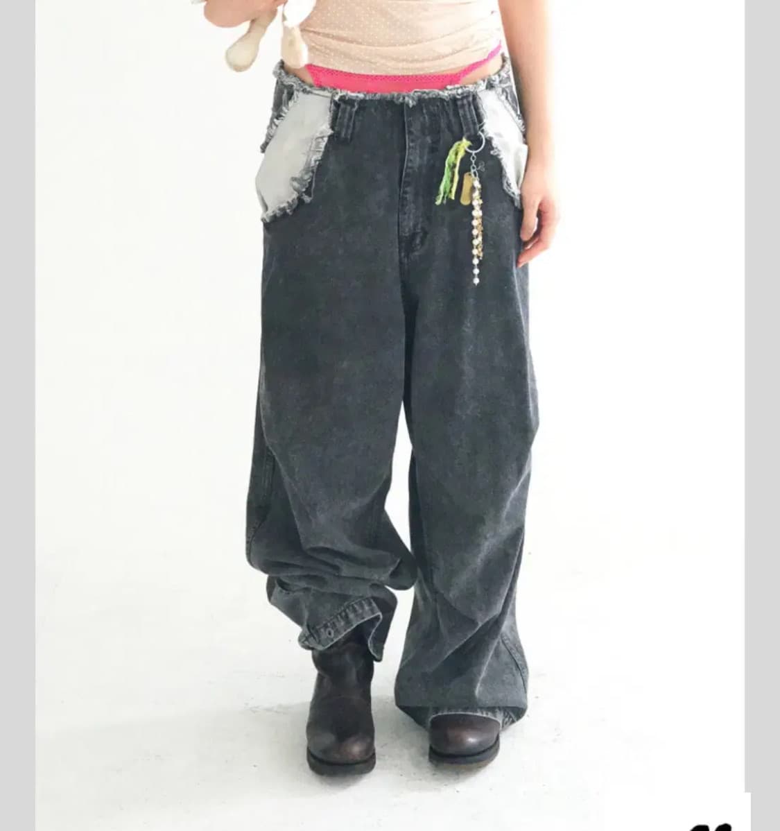 샵페어리 cut-off denim maxi pants 데님 맥시 팬츠 상품이미지1