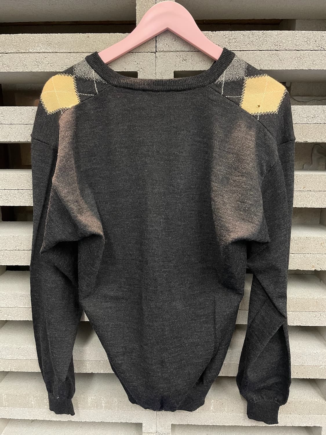 1990s Italy 글렌필드 아가일 브이넥 니트 상품이미지4