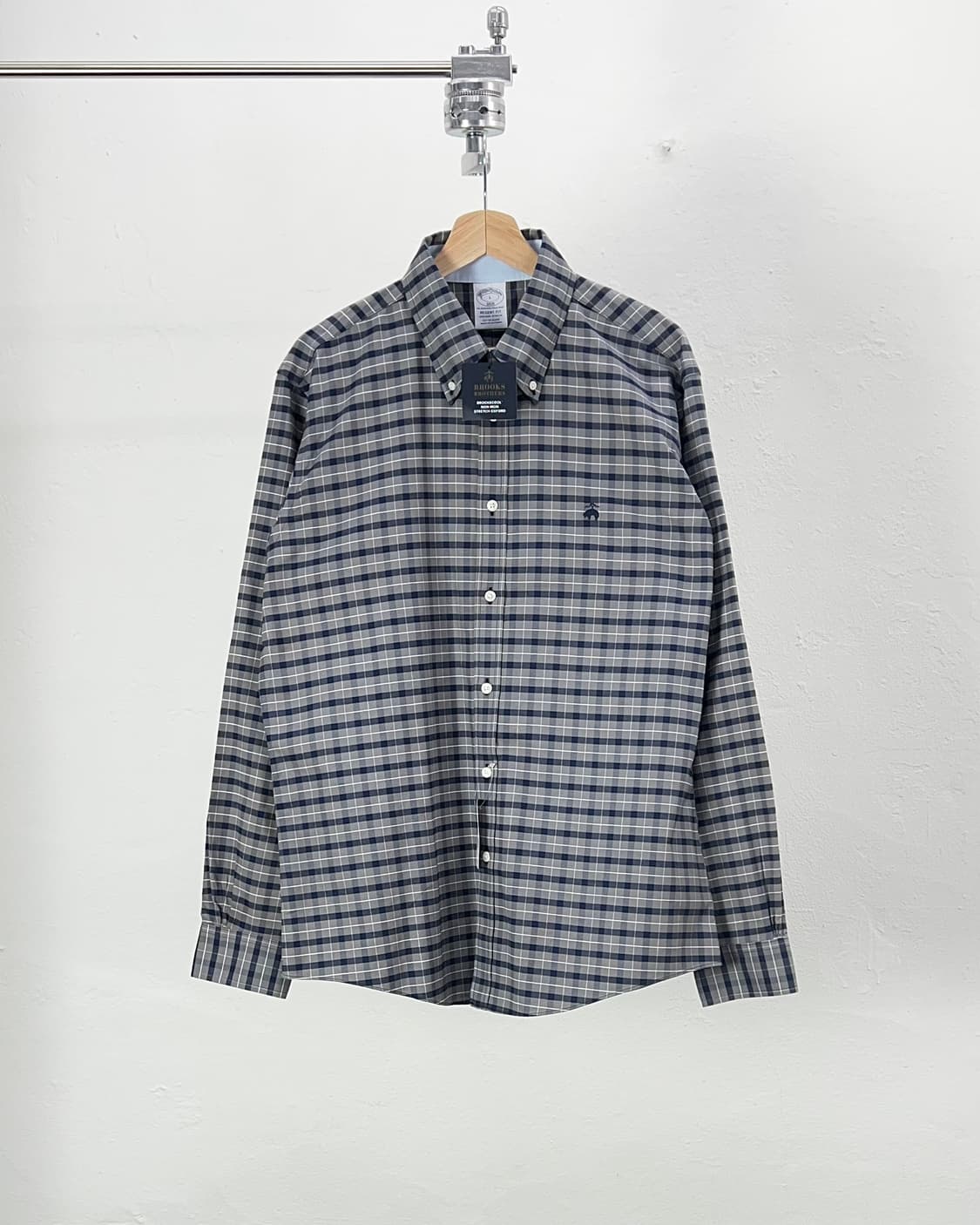 브룩스 브라더스 차콜 그레이 옴브레 체크 플래드 필드 셔츠 상품이미지1