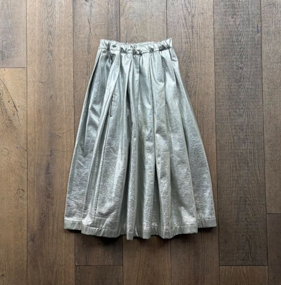 Silver wrinkle pleats skirt 상품이미지1