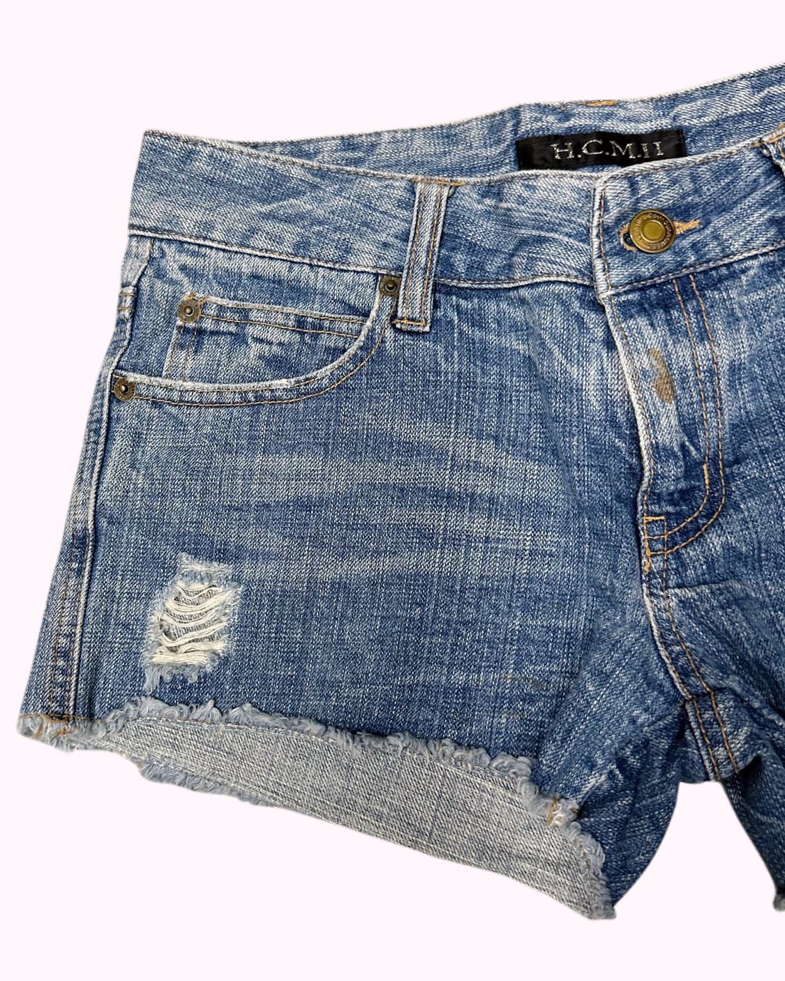 vintage washing damage denim shorts 상품이미지3