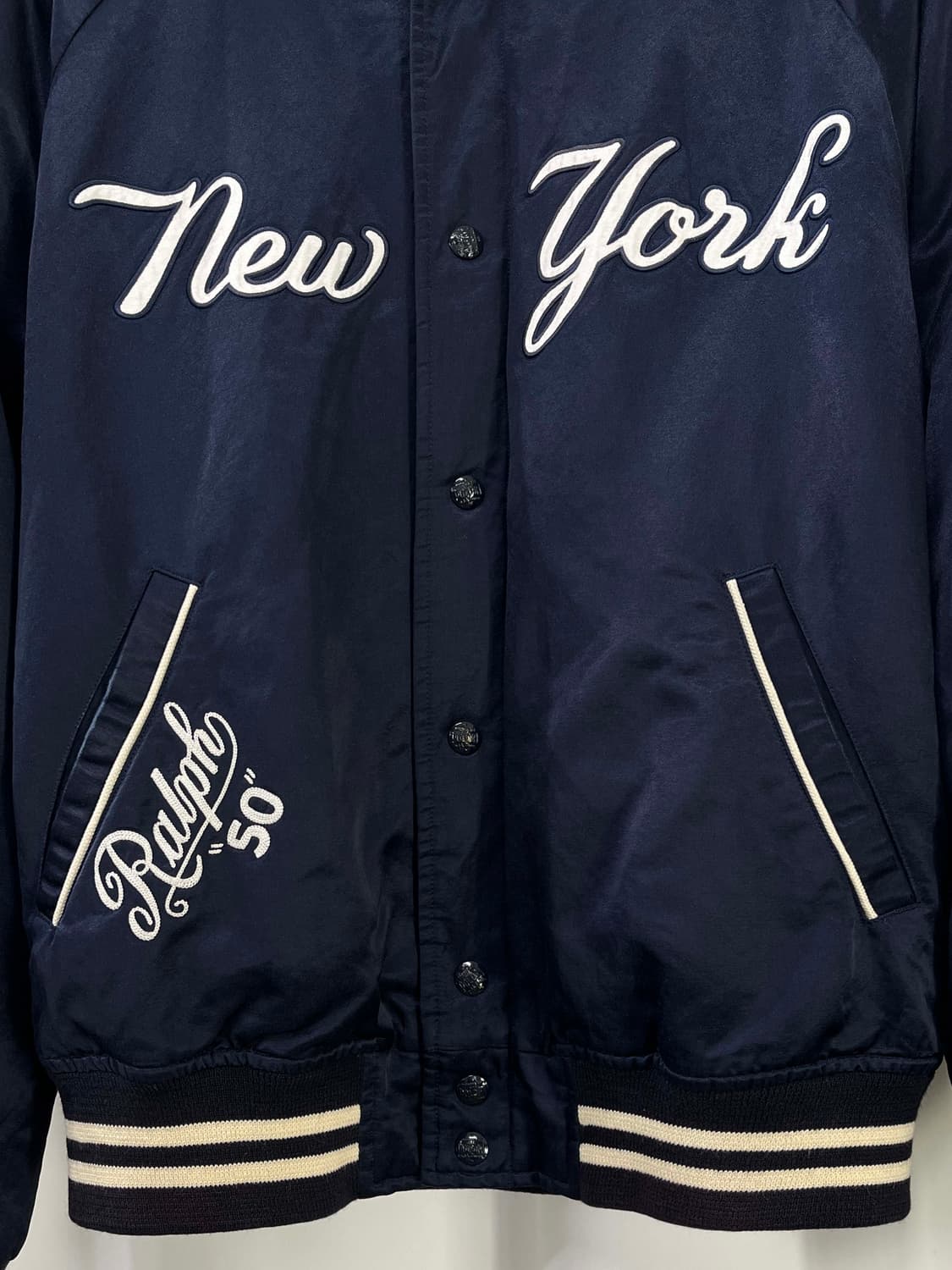 폴로 랄프로렌 50주년 뉴욕 양키스 구단주 초판 새틴 바시티 자켓 상품이미지6