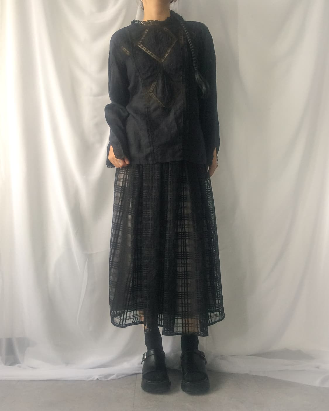 Check pattern long skirt 상품이미지7