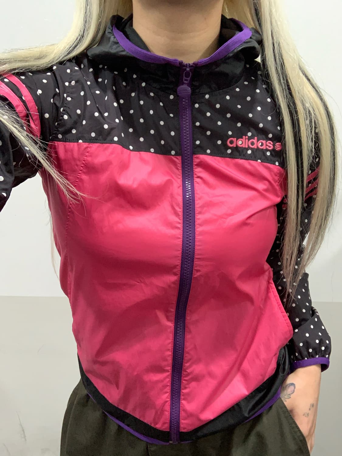 (빈티지)Adidas 아디다스 네오 JPN 도트 땡땡이 윈드브레이커 상품이미지1