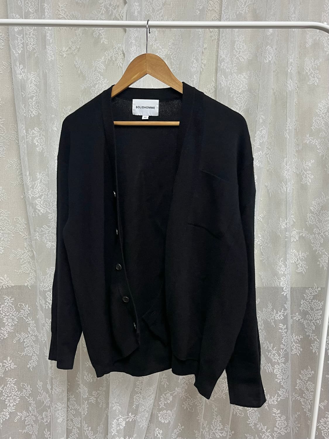 46) 솔리드옴므 19ss 울 브이넥 가디건 블랙 상품이미지3