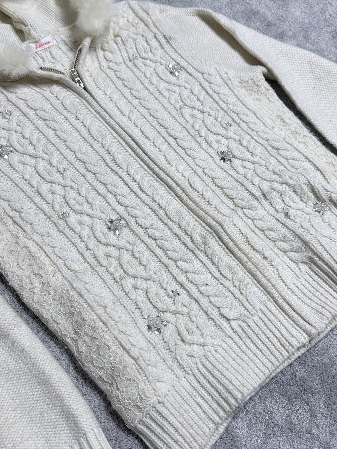 Vintage 00's gyaru & punk fur hood knit  상품이미지4