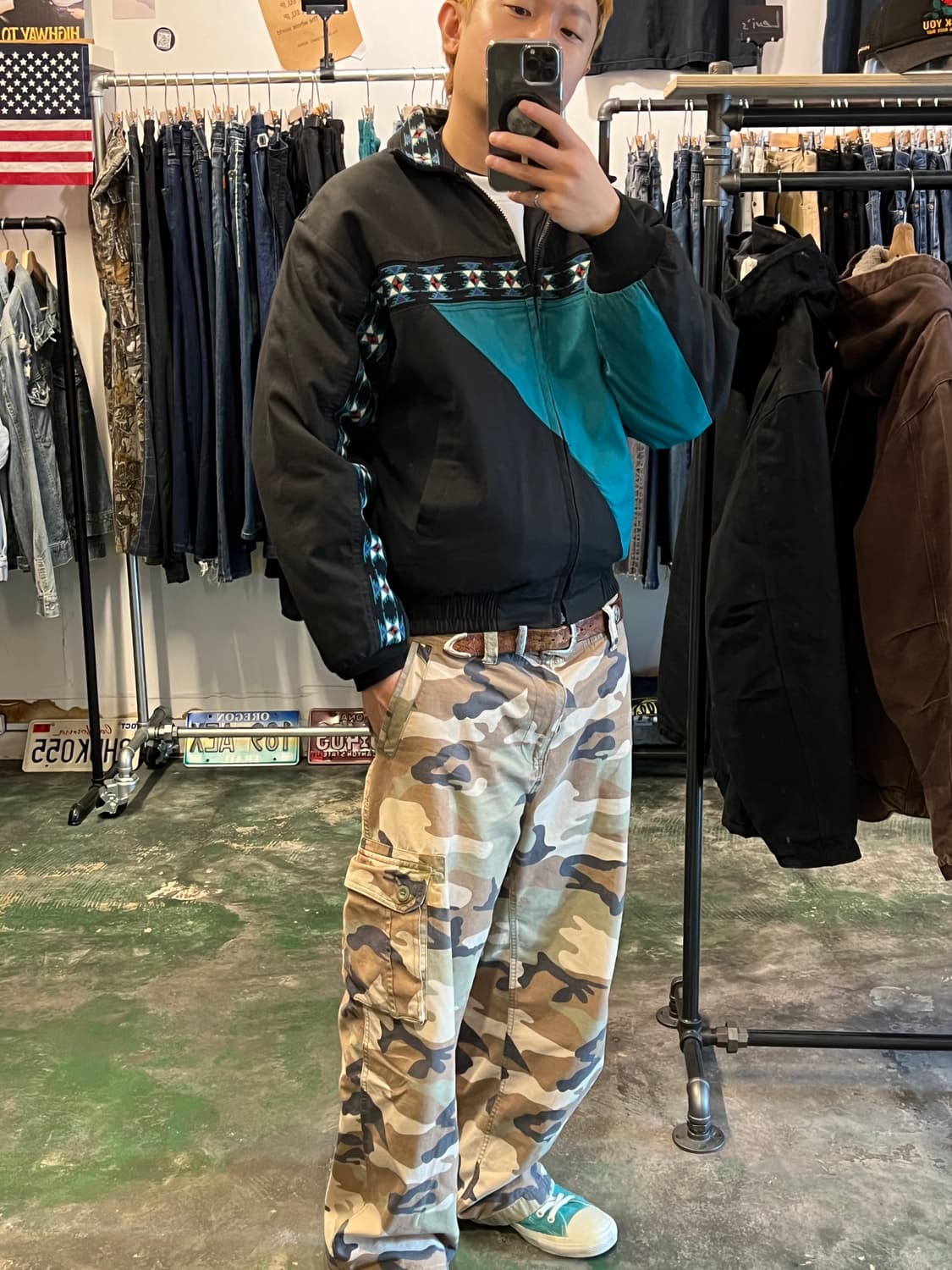 90's [M] 웨스턴 아즈텍 네이티브 패턴 블랭킷 빈티지 자켓 상품이미지2