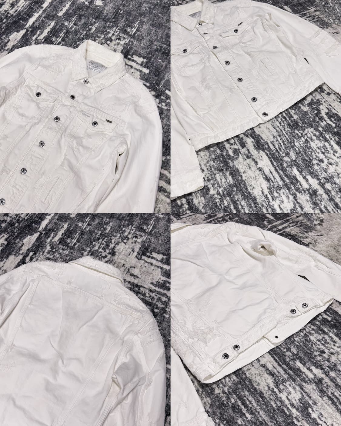 {DIESEL} White Destroyed Denim Jacket    상품이미지5