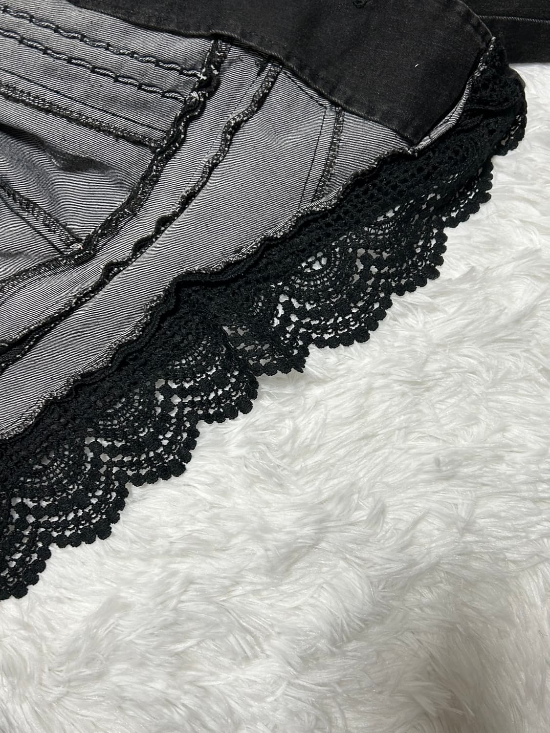 stud zip detailed lace denim jacket  상품이미지3