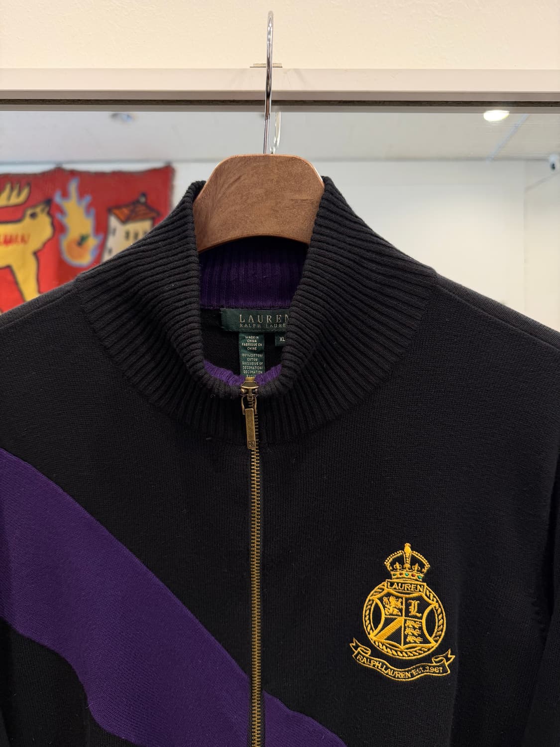 Lauren ralph lauren 로렌 랄프로렌 자수 로고 니트 집업 상품이미지2