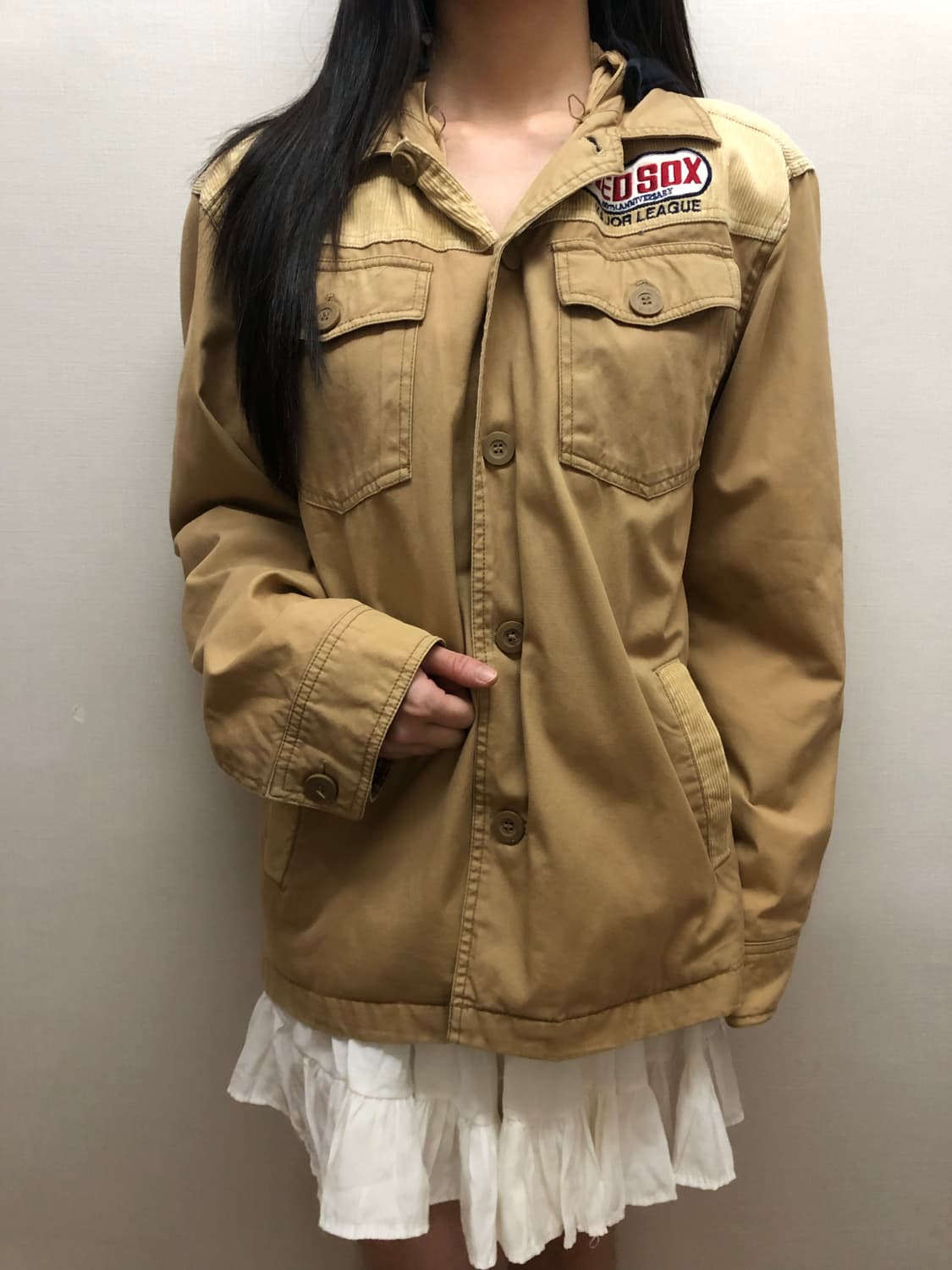 빈티지 mlb 베이지 후드 자켓 상품이미지1