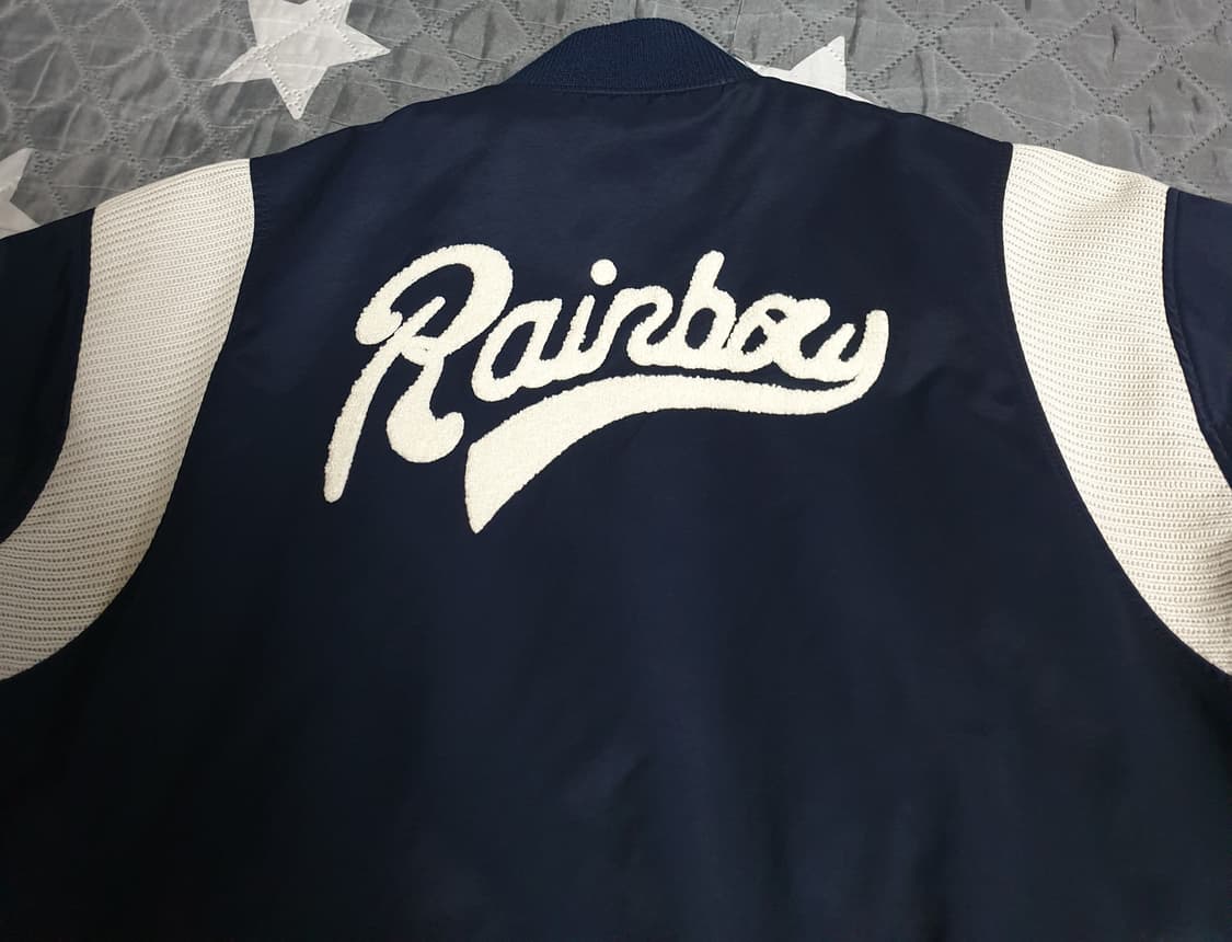 레인보우클래식 빈티지 레터링 패치 자수 봄버자켓 네이비 (F) 상품이미지3