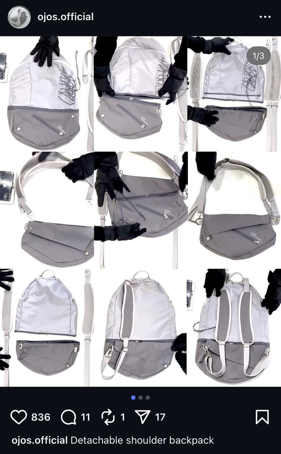 ojos detachable shoulder back오호스 투웨이 백팩  상품이미지1