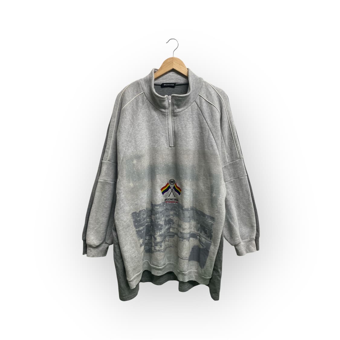 발렌시아가 레인보우 플래그 오버핏 아노락 기모 스웻셔츠L 상품이미지1