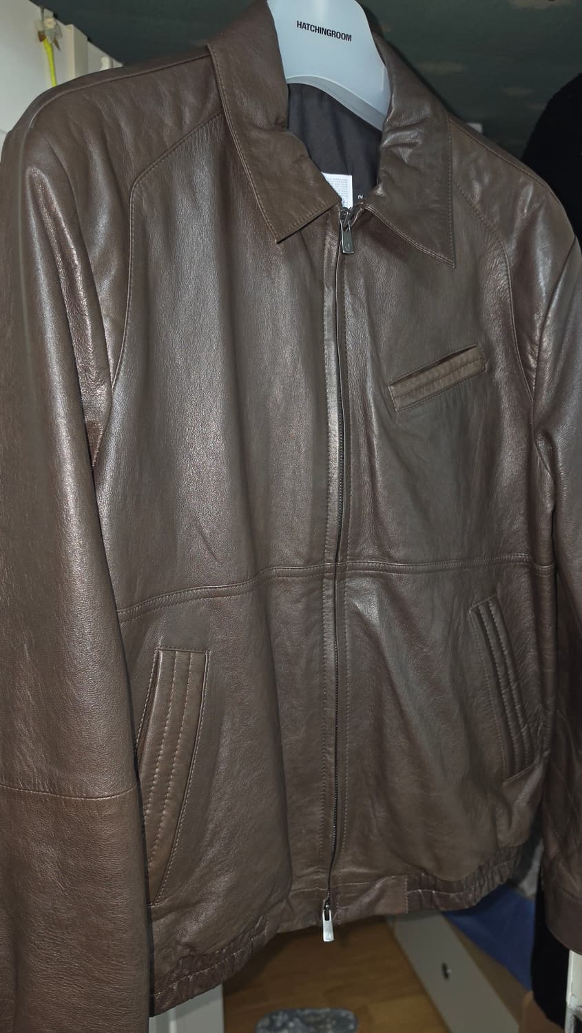 해칭룸 스티치 레더 자켓 다크 브라운 상품이미지2