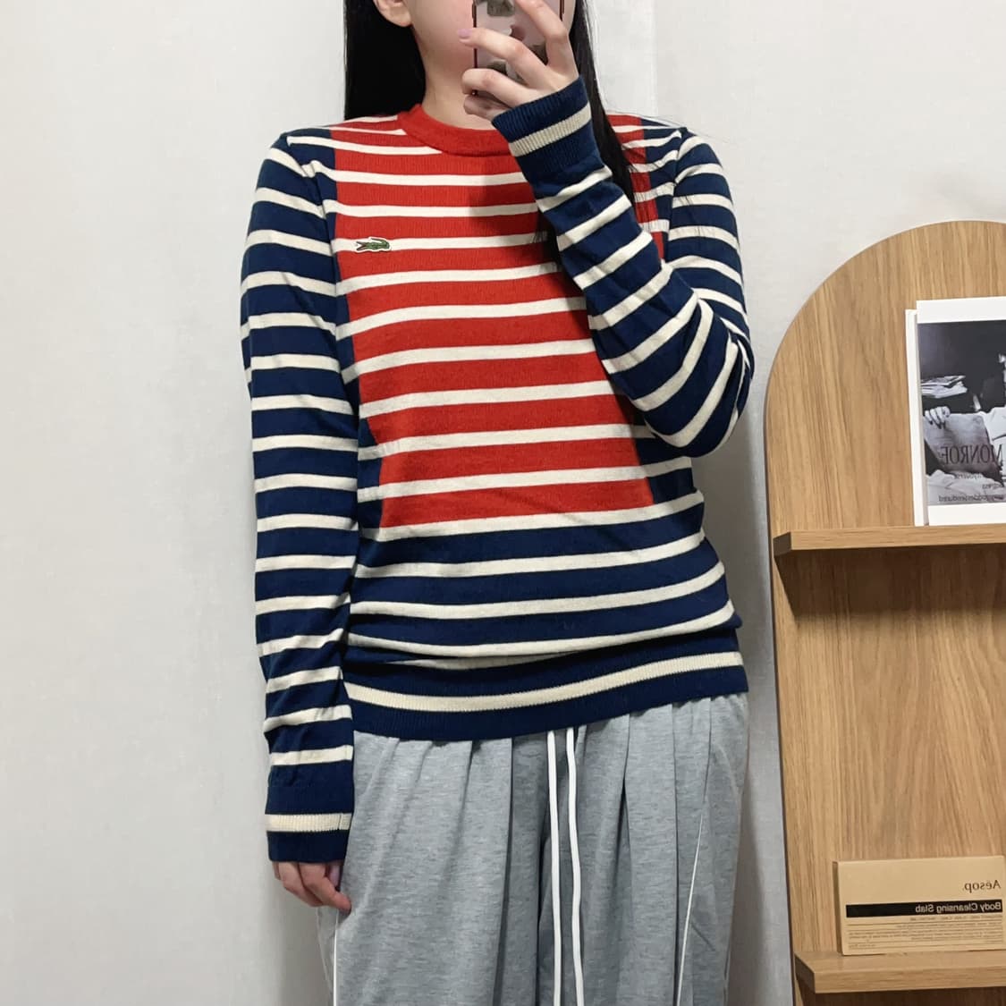 [정품] 라코스테 네이비오렌지 단가라 니트 [ 3 ] 상품이미지3