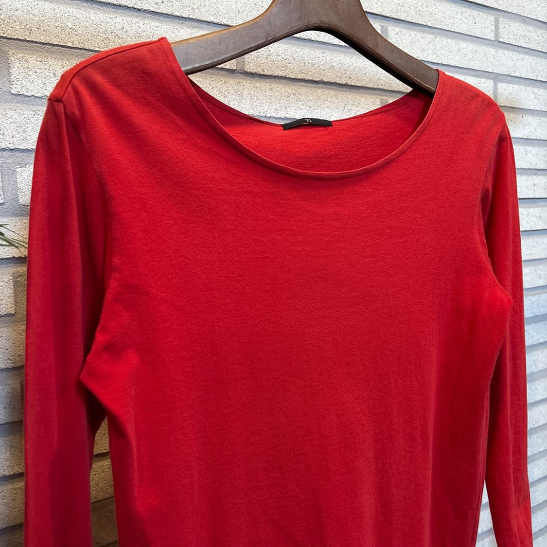 Y's 요지야마모토 미니멀 롱슬리브 티셔츠 세미 롱실루엣 디테일 레드 상품이미지4