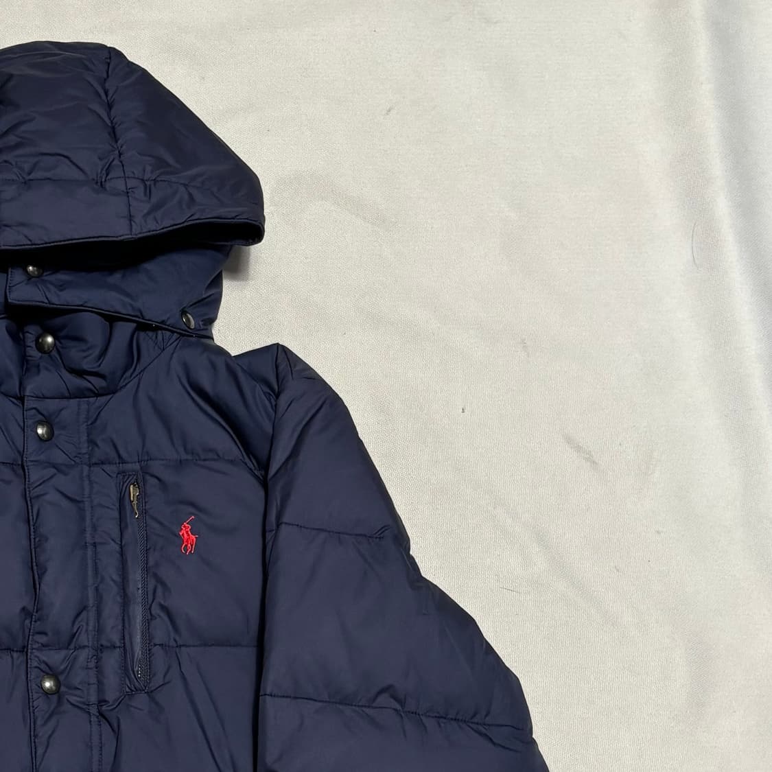 XL 폴로랄프로렌 레드 포니 네이비 덕 다운 후드 패딩 상품이미지1
