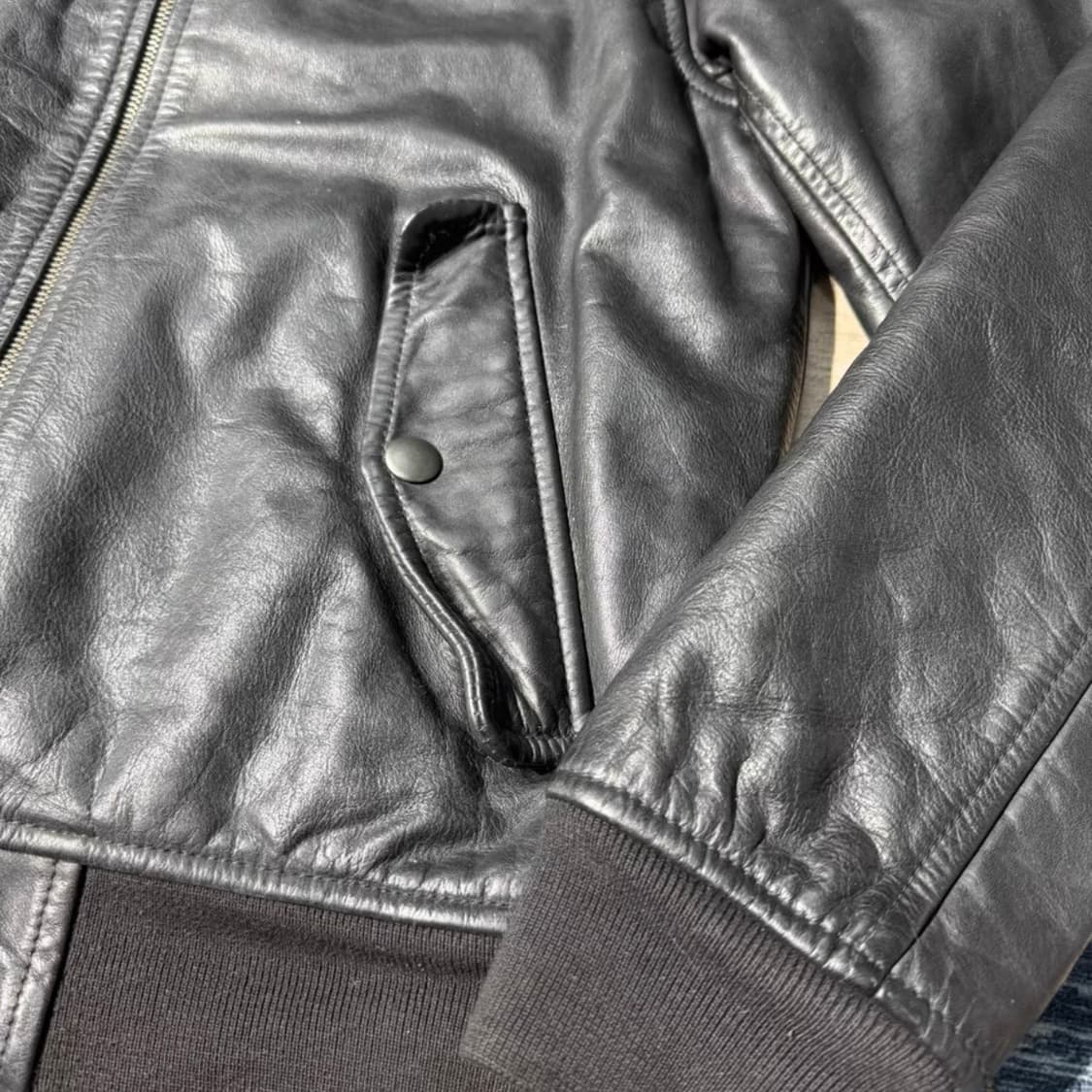 OLD GAP 클래식 MA-1 타입 헤비 카우하이드 레더 자켓 상품이미지5