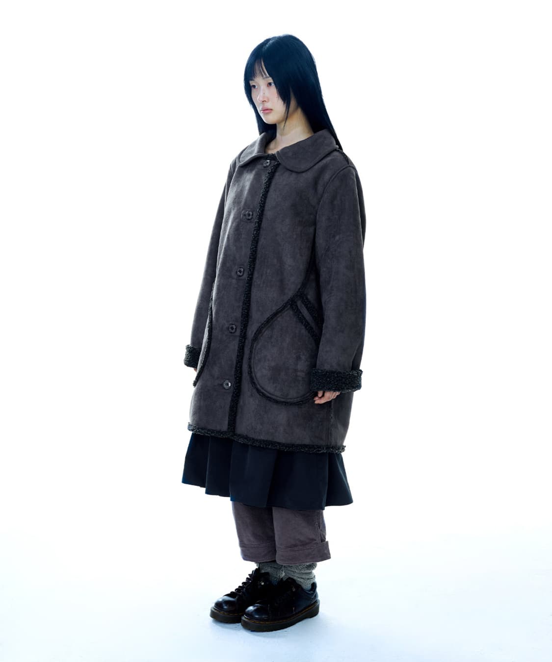 코이세이오 스웨이드 자켓 차콜 사이즈 2 상품이미지3