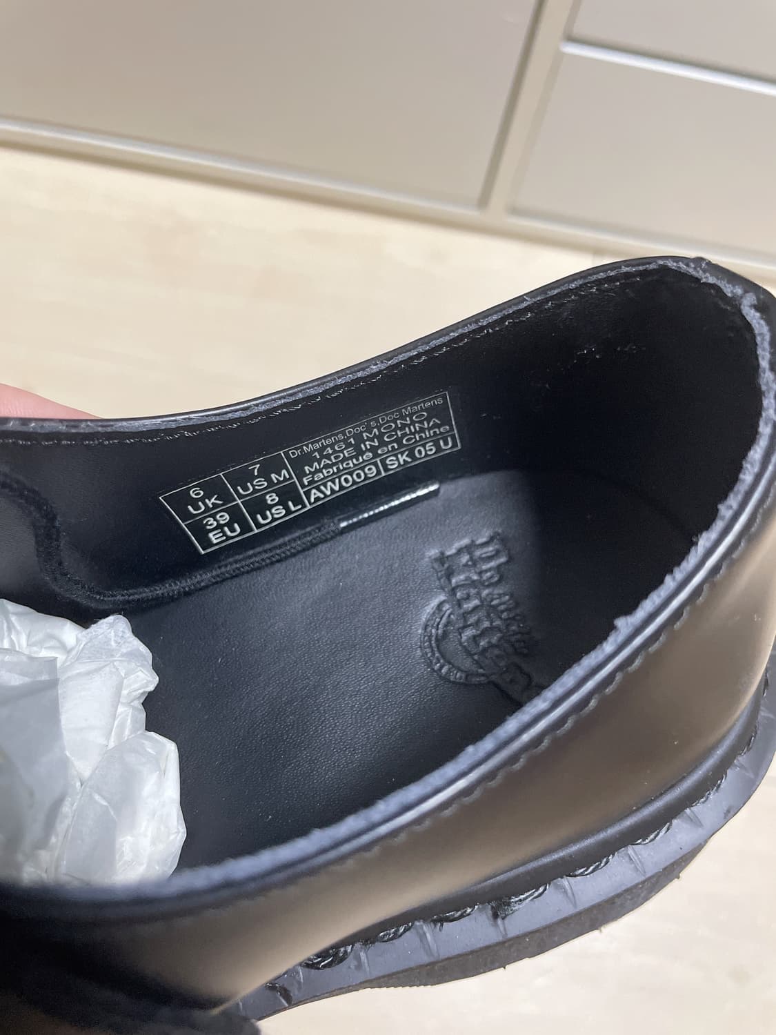 닥터마틴 1461 3홀 모노 블랙 새상품 250 사이즈 상품이미지6