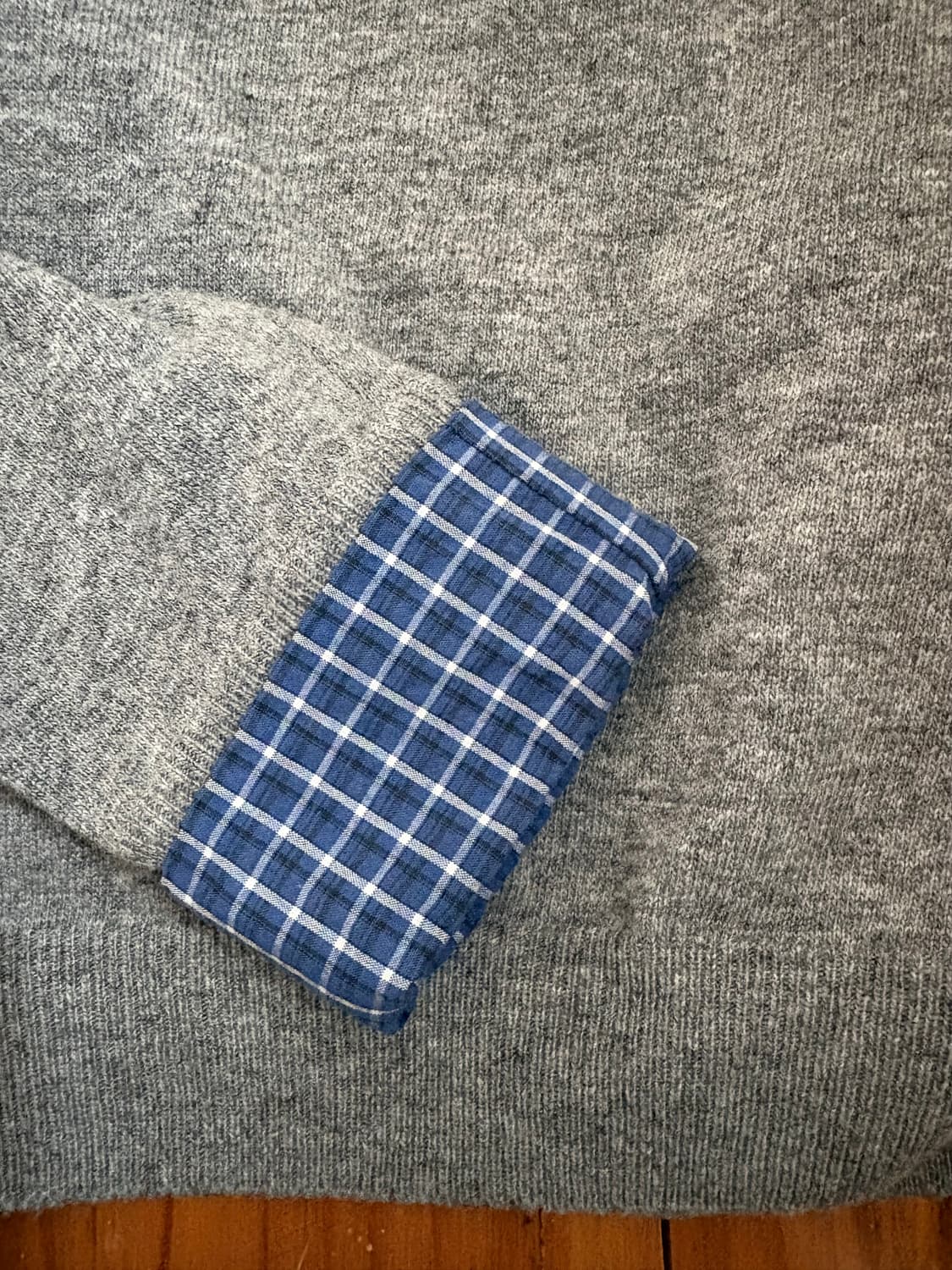 론론 체크셔츠포인트 가디건 그레이 상품이미지4