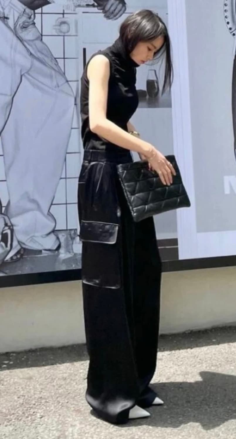 넘버프로젝트 비스코스 사틴 블랙 카고 팬츠 (55) 상품이미지1