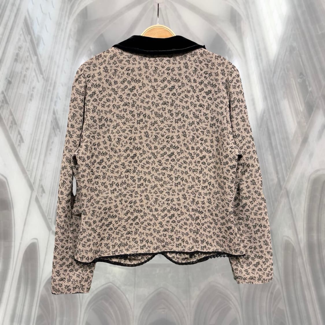 벨벳 카라 플라워 빈티지 블라우스 상품이미지6