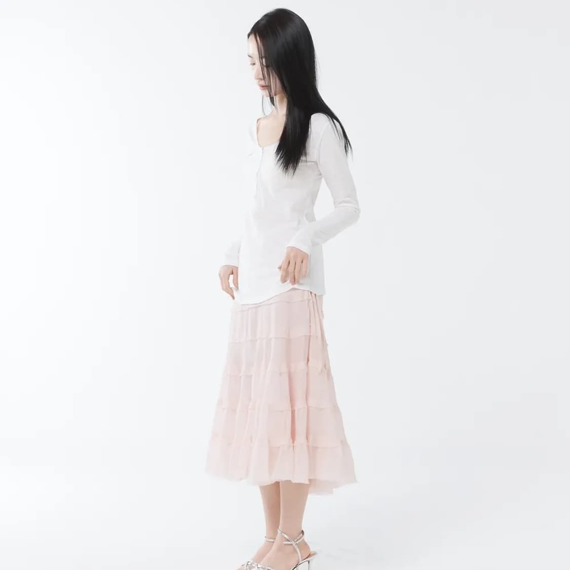 콜로신스 스커트 nora shimmering skirt apricot 상품이미지2