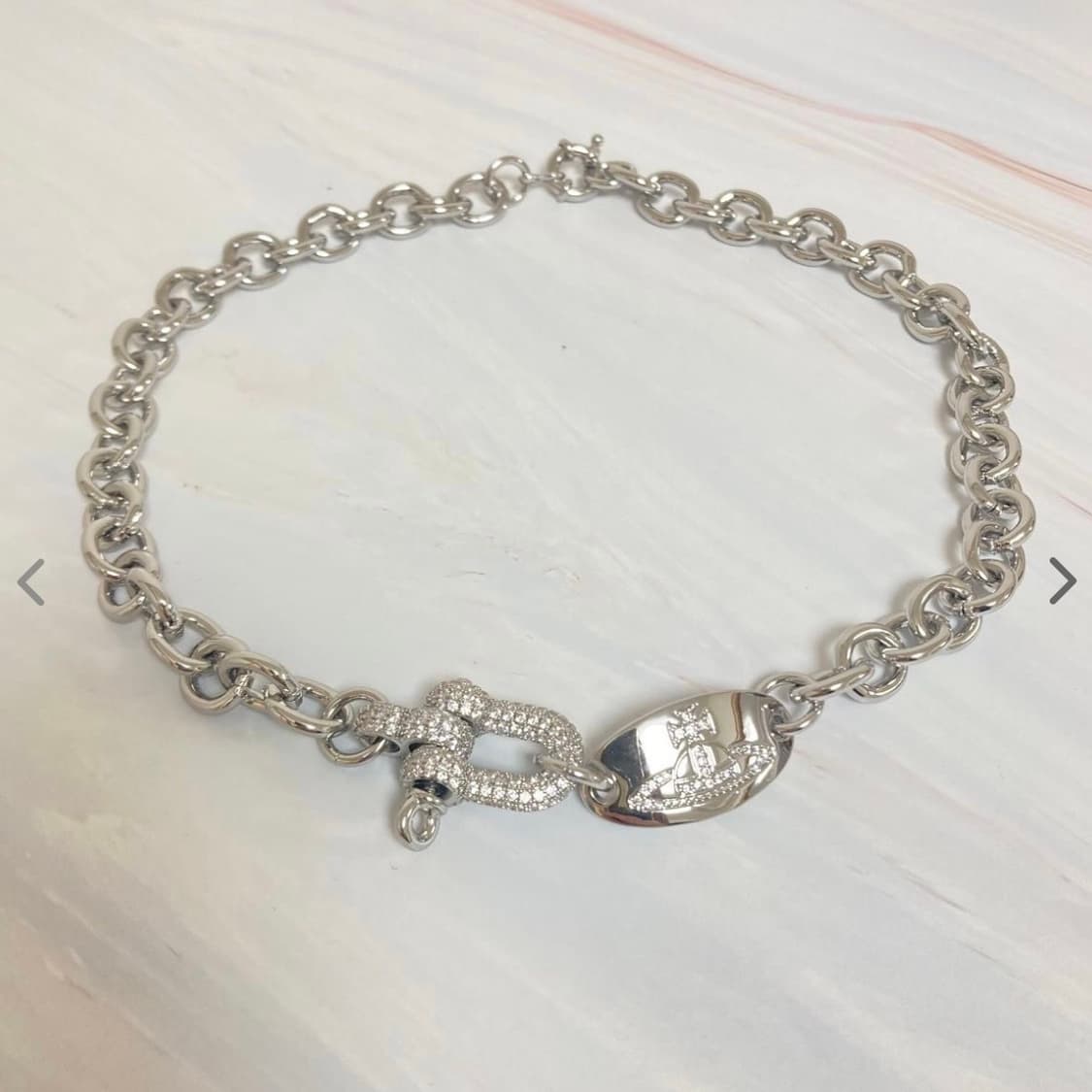 비비안웨스트우드 크리스탈 로고 orb 체인 초커 목걸이(새상품) 상품이미지3